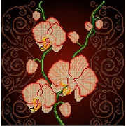 Ткань с рисунком для вышивки бисером Божья коровка "Орхидея бежевая"