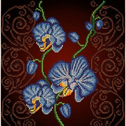 Ткань с рисунком для вышивки бисером Божья коровка "Орхидея голубая"