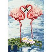 Набор для вышивания крестом Золотое Руно "Свидание Фламинго"