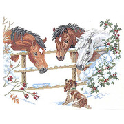 Набор для вышивания крестом Eva Rosenstand "Лошадки и щенок"