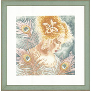 Набор для вышивания крестом LANARTE "Молодая женщина с павлиньими перьями"
