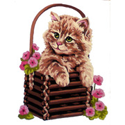 Канва с нанесенным рисунком Gobelin-L "Котенок в корзине"