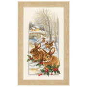 Набор для вышивания крестом Vervaco "Кролики на снегу"