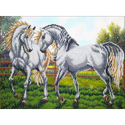 Набор для вышивания бисером Паутинка "Пара белых лошадей"