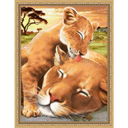 Набор для выкладывания мозаики Алмазная живопись "Львенок с мамой"
