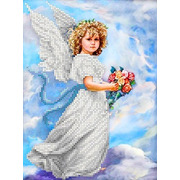 Ткань с рисунком для вышивки бисером Каролинка "Ангел в облаках"