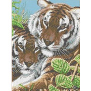 Ткань с рисунком для вышивки бисером Каролинка "Тигры"