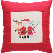 Набор для вышивания крестом Luca-S подушка "Дед Мороз, олененок и снеговик"