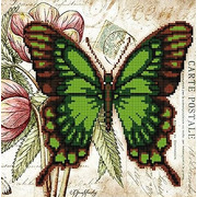 Ткань с рисунком для вышивки бисером Божья коровка "Бабочка 8"