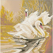 Ткань с рисунком для вышивки бисером Конёк "Белые лебеди"