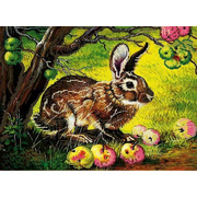 Ткань с рисунком для вышивки бисером Божья коровка "Сладкие яблоки"