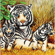 Ткань с рисунком для вышивки бисером Божья коровка "Тигры"
