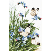 Набор для вышивания крестом Letistitch "Butterflies and bluebird flowers"
