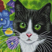 Набор для выкладывания мозаики Белоснежка "Кот в анютиных глазках"