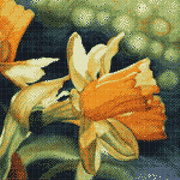 Ткань с рисунком для вышивки бисером Золотой восход "Нарциссы"