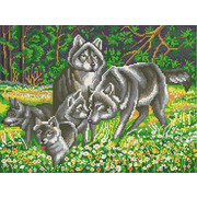 Канва с нанесенным рисунком Конёк "Волчья семья"