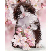 Ткань с рисунком для вышивки бисером Конёк "Весенний котенок"