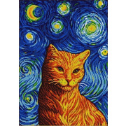 Ткань с рисунком для вышивки бисером Конёк "Рыжий кот Гоша"