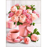 Набор для выкладывания мозаики Алмазная живопись "Букет розовое чаепитие"