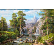 Набор для выкладывания мозаики Алмазная живопись "Пейзаж с водопадом"