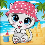 Набор для выкладывания мозаики Алмазная живопись "Кошка на пляже"