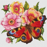 Набор для вышивания крестом Белоснежка "Пионы и бабочки"