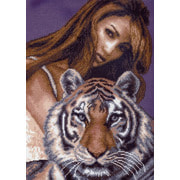 Канва/ткань с нанесенным рисунком Матрёнин посад "Девушка и тигр"