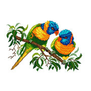 Канва с нанесенным рисунком Матрёнин посад "Волнистые попугайчики"