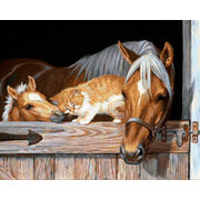 Набор для выкладывания мозаики Алмазная живопись "Котенок и лошади"