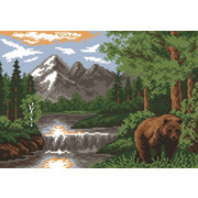 Канва с нанесенным рисунком Матрёнин посад "Пейзаж с медведем"
