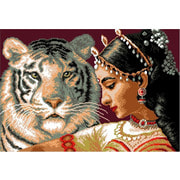 Канва с нанесенным рисунком Матрёнин посад "Девушка и белый тигр"