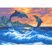 Канва с нанесенным рисунком Матрёнин посад "Дельфины в море"