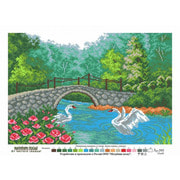 Канва с нанесенным рисунком Матрёнин посад "Лебеди у моста"