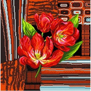 Канва с нанесенным рисунком Матрёнин посад "Тюльпаны на коричневом"