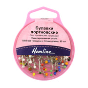 Аксессуары Hemline Булавки портновские со стеклянными головками, 34 мм, 95 шт, разноцветные