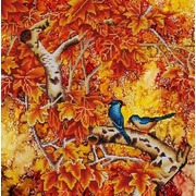 Ткань с рисунком для вышивки бисером Конёк "В осеннем лесу"