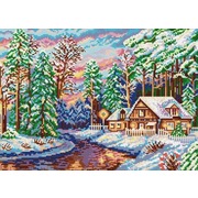 Ткань с рисунком для вышивки бисером Конёк "В лесной тишине"